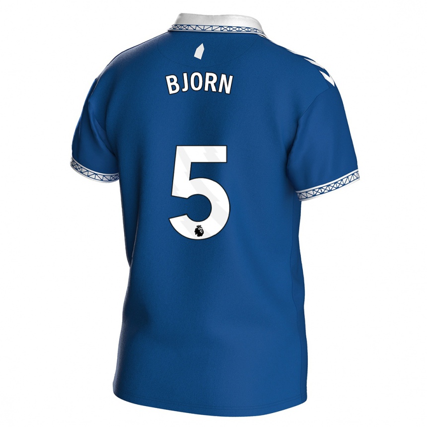 Kinder Fußball Nathalie Bjorn #5 Königsblau Heimtrikot Trikot 2023/24 T-Shirt Luxemburg