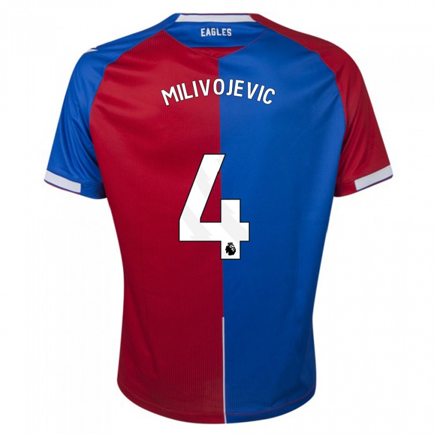 Kinder Fußball Luka Milivojevic #4 Rot Blau Heimtrikot Trikot 2023/24 T-Shirt Luxemburg