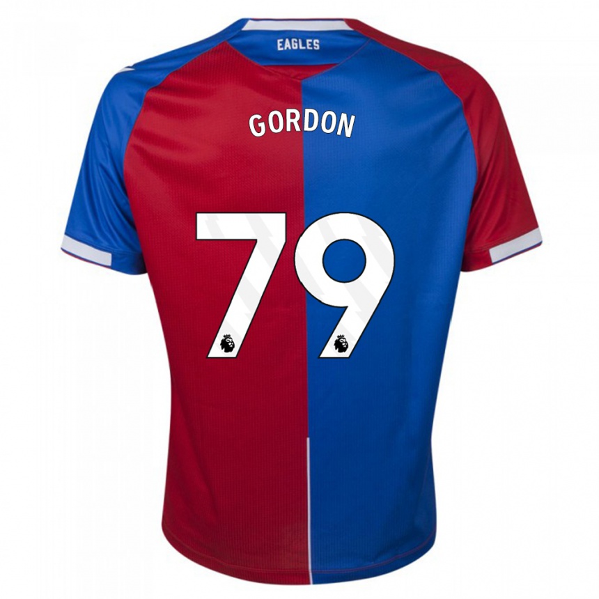 Kinder Fußball John-Kymani Gordon #79 Rot Blau Heimtrikot Trikot 2023/24 T-Shirt Luxemburg