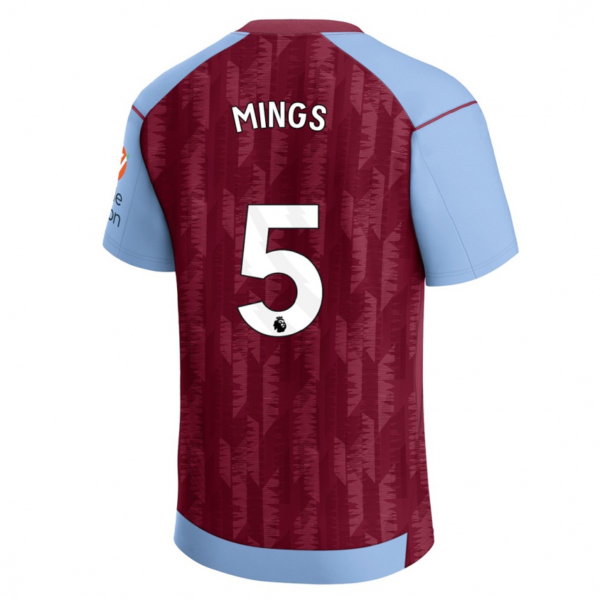 Kinder Fußball Tyrone Mings #5 Weinrotblau Heimtrikot Trikot 2023/24 T-Shirt Luxemburg