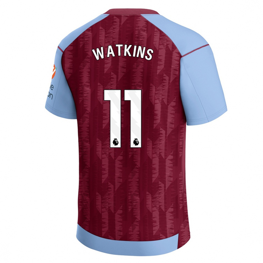 Kinder Fußball Ollie Watkins #11 Weinrotblau Heimtrikot Trikot 2023/24 T-Shirt Luxemburg