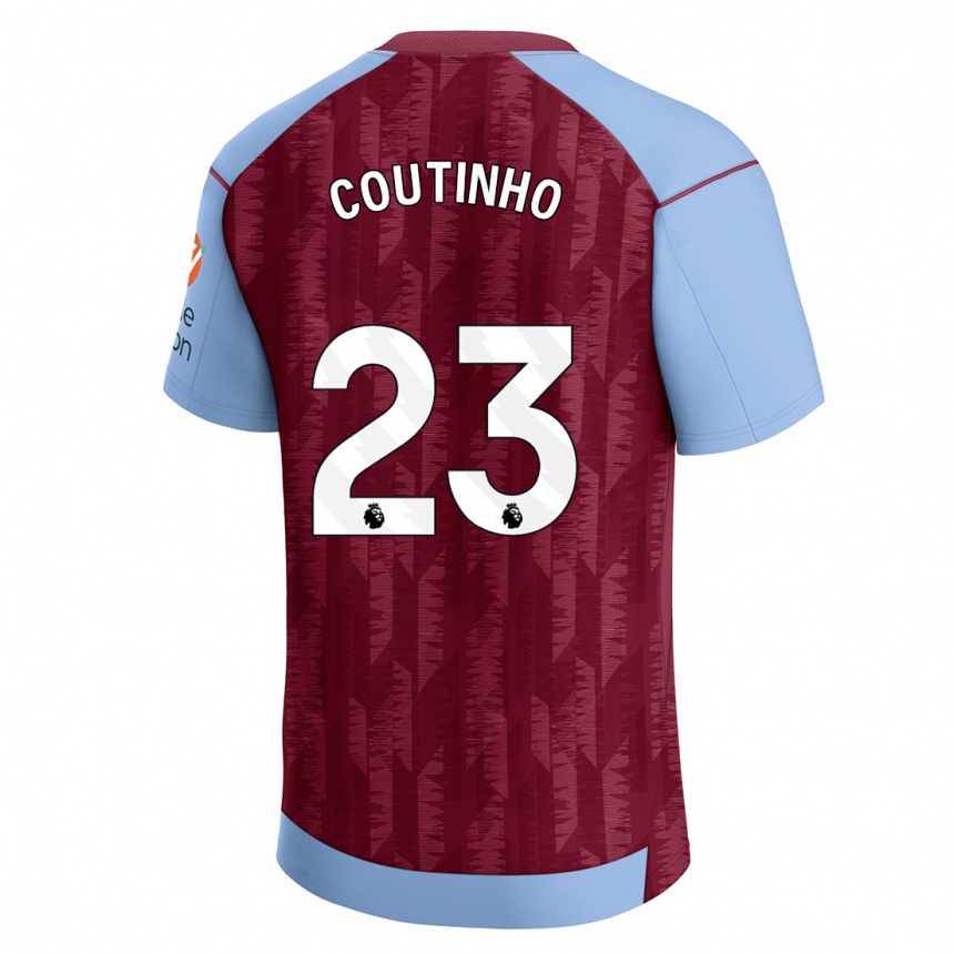 Kinder Fußball Philippe Coutinho #23 Weinrotblau Heimtrikot Trikot 2023/24 T-Shirt Luxemburg