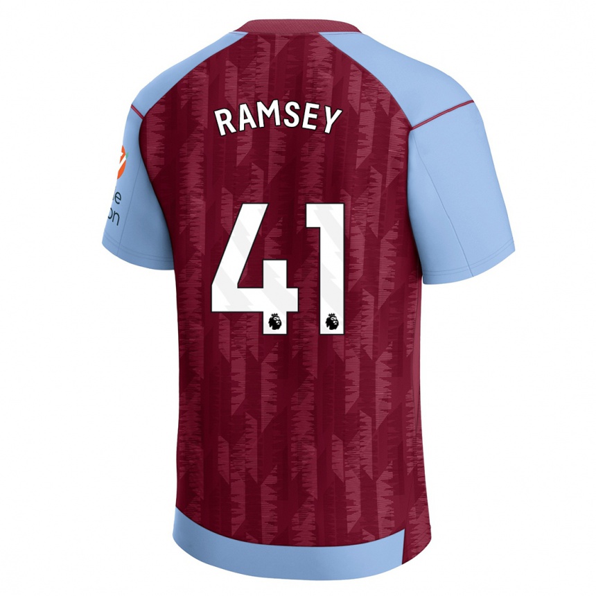 Kinder Fußball Jacob Ramsey #41 Weinrotblau Heimtrikot Trikot 2023/24 T-Shirt Luxemburg