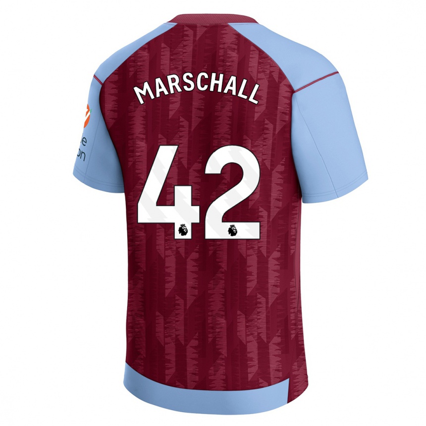 Kinder Fußball Filip Marschall #42 Weinrotblau Heimtrikot Trikot 2023/24 T-Shirt Luxemburg