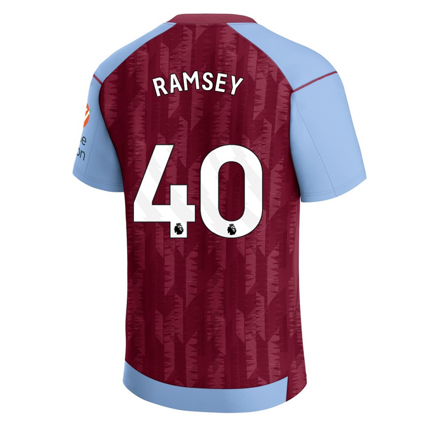 Kinder Fußball Aaron Ramsey #40 Weinrotblau Heimtrikot Trikot 2023/24 T-Shirt Luxemburg