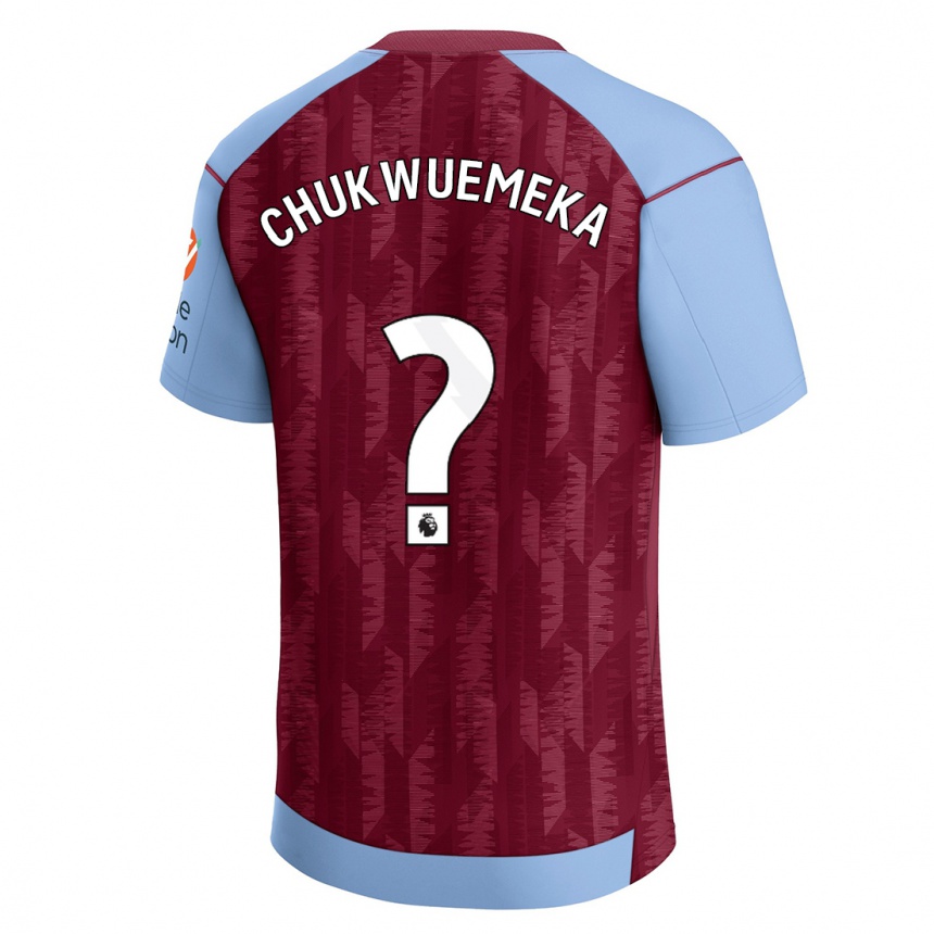 Kinder Fußball Caleb Chukwuemeka #0 Weinrotblau Heimtrikot Trikot 2023/24 T-Shirt Luxemburg