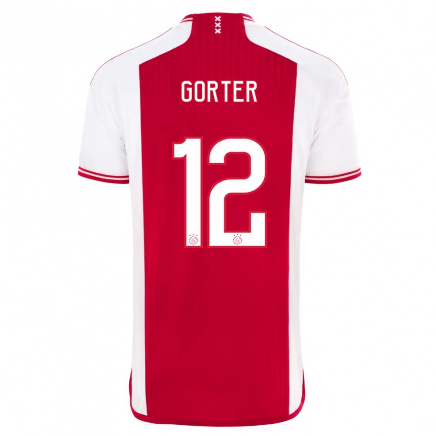 Kinder Fußball Jay Gorter #12 Rot-Weiss Heimtrikot Trikot 2023/24 T-Shirt Luxemburg