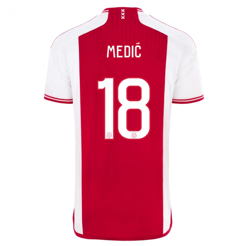 Kinder Fußball Jakov Medic #18 Rot-Weiss Heimtrikot Trikot 2023/24 T-Shirt Luxemburg