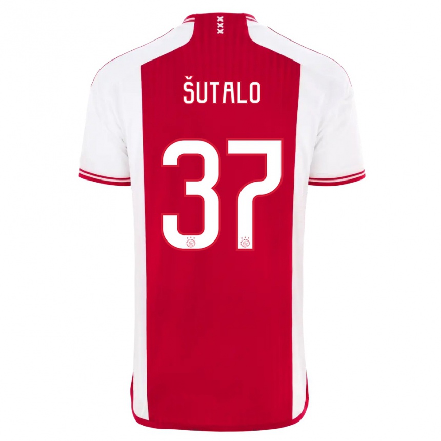 Kinder Fußball Josip Sutalo #37 Rot-Weiss Heimtrikot Trikot 2023/24 T-Shirt Luxemburg