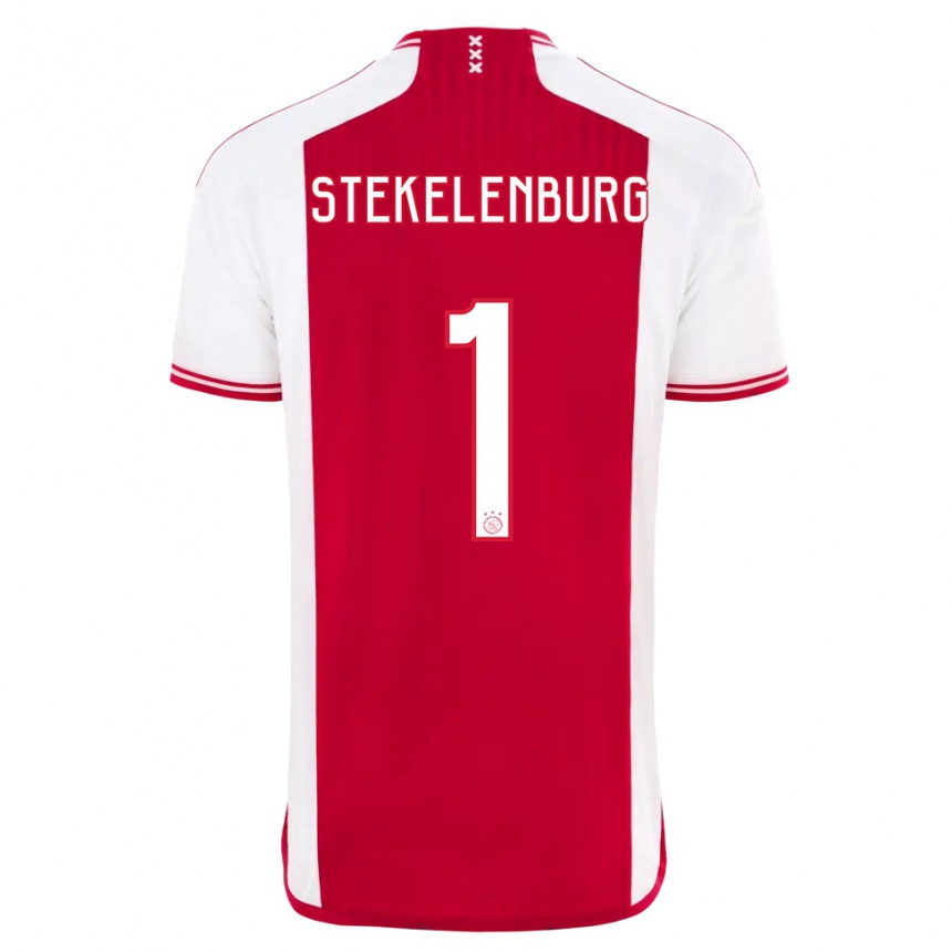 Kinder Fußball Maarten Stekelenburg #1 Rot-Weiss Heimtrikot Trikot 2023/24 T-Shirt Luxemburg