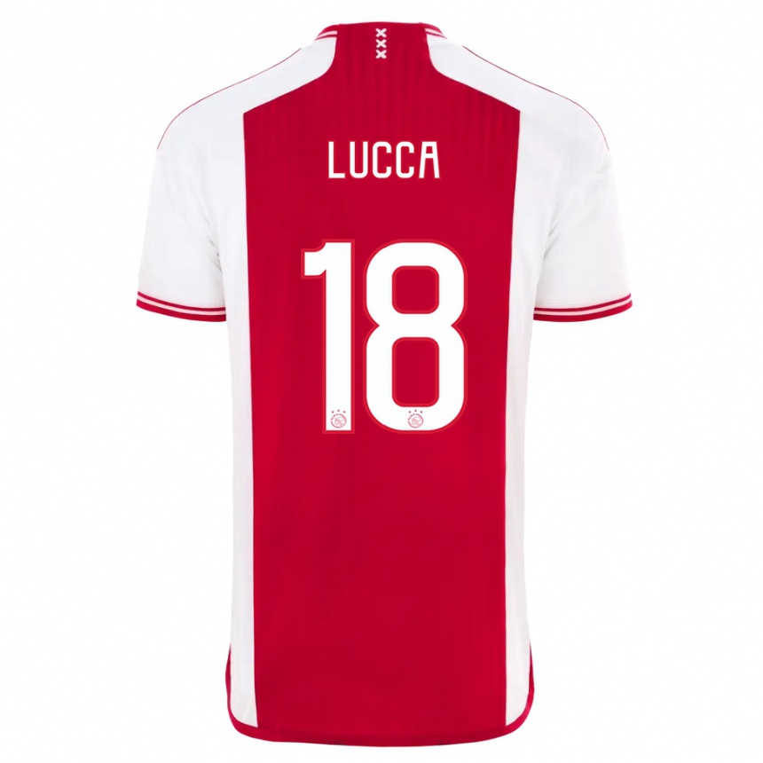 Kinder Fußball Lorenzo Lucca #18 Rot-Weiss Heimtrikot Trikot 2023/24 T-Shirt Luxemburg