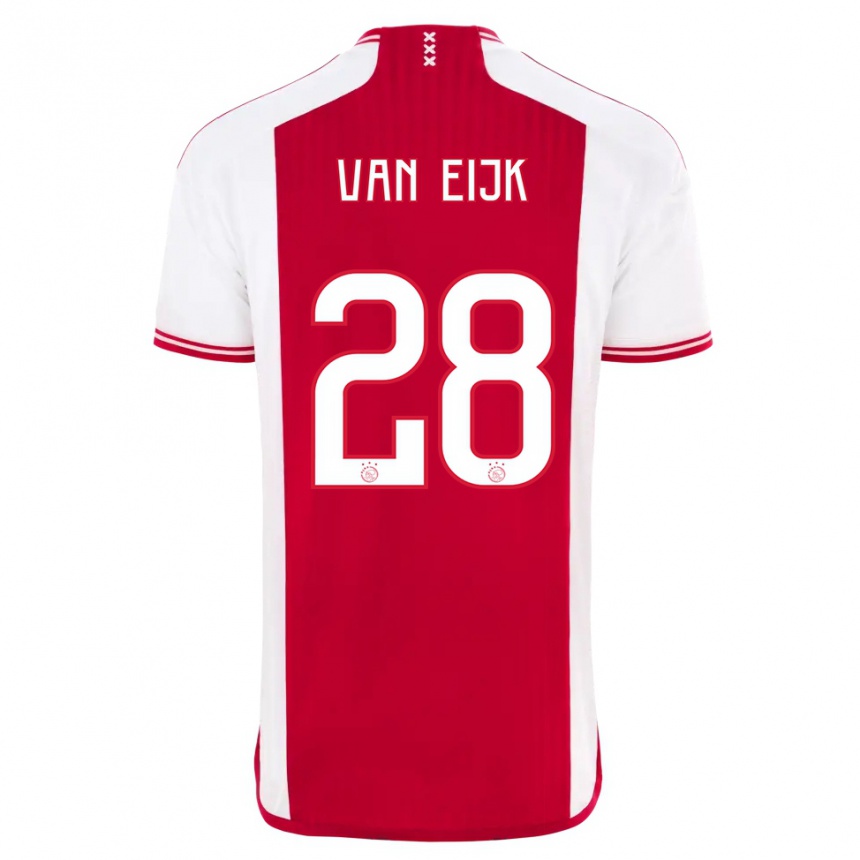 Kinder Fußball Regina Van Eijk #28 Rot-Weiss Heimtrikot Trikot 2023/24 T-Shirt Luxemburg