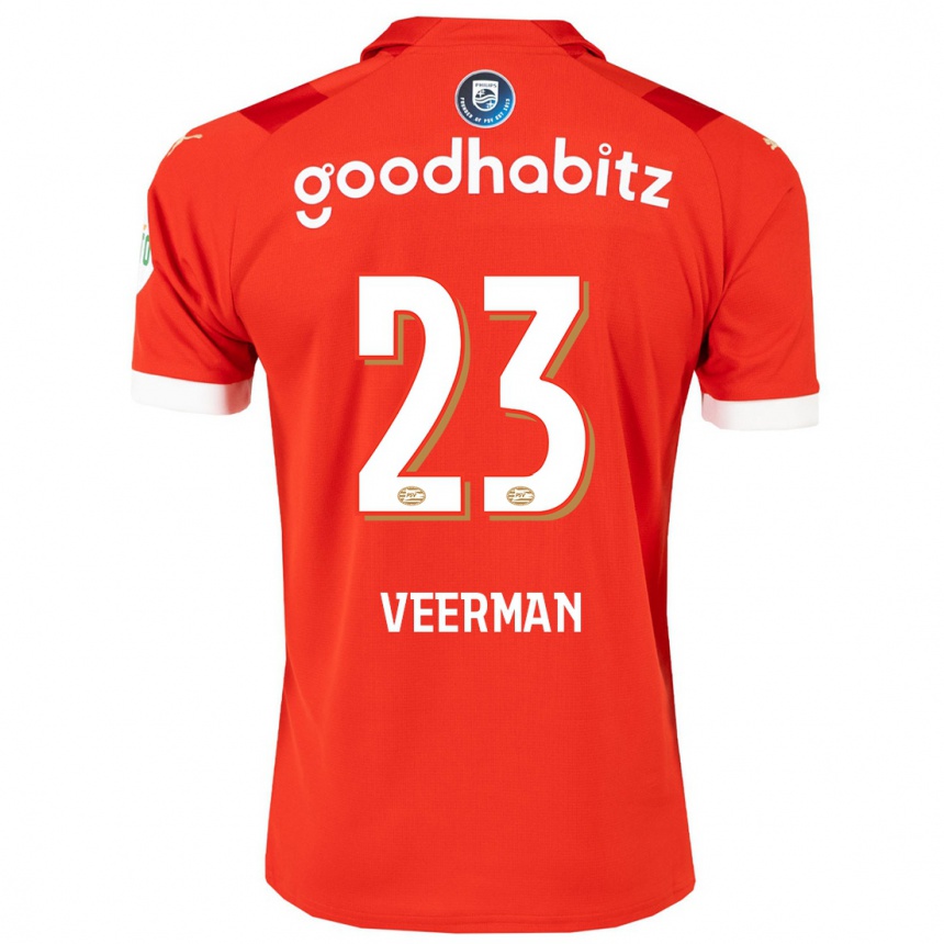 Kinder Fußball Joey Veerman #23 Rot Heimtrikot Trikot 2023/24 T-Shirt Luxemburg