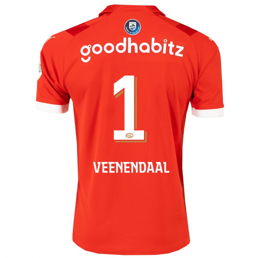 Kinder Fußball Sari Van Veenendaal #1 Rot Heimtrikot Trikot 2023/24 T-Shirt Luxemburg