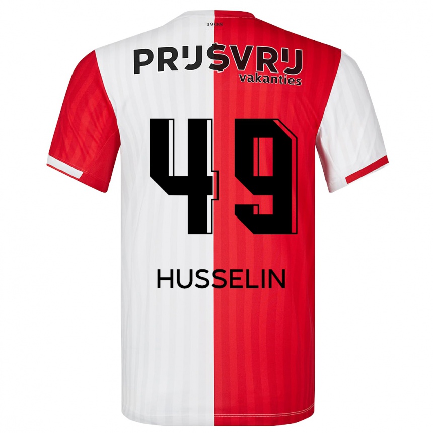 Kinder Fußball Matéo Husselin #49 Rot-Weiss Heimtrikot Trikot 2023/24 T-Shirt Luxemburg