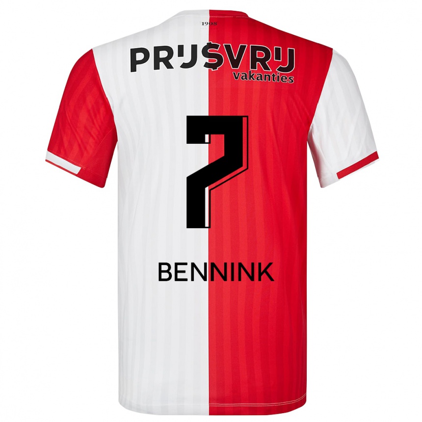 Kinder Fußball Maxime Bennink #7 Rot-Weiss Heimtrikot Trikot 2023/24 T-Shirt Luxemburg