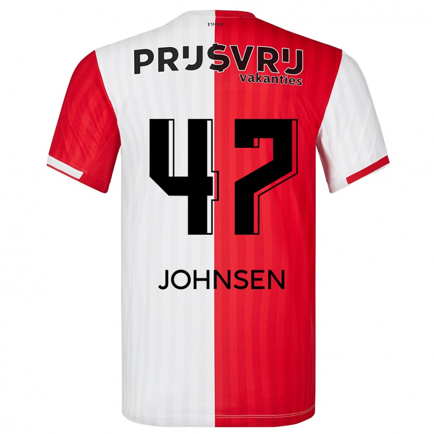 Kinder Fußball Mikael Torset Johnsen #47 Rot-Weiss Heimtrikot Trikot 2023/24 T-Shirt Luxemburg