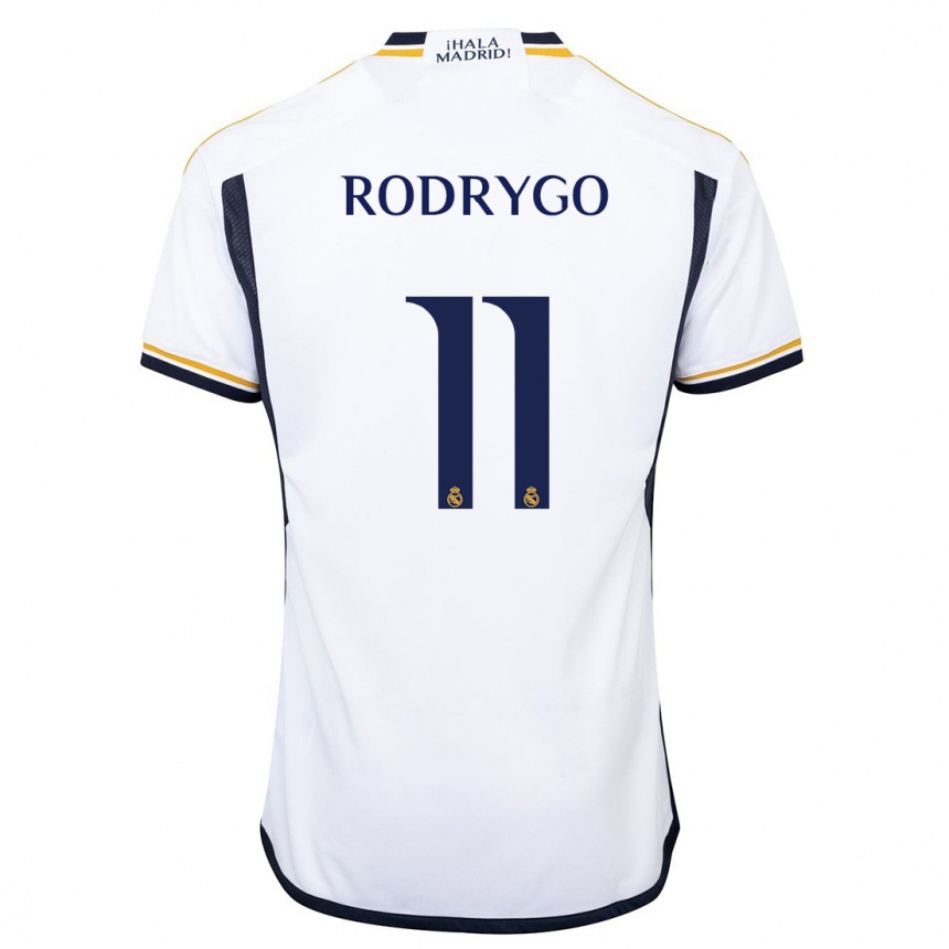 Kinder Fußball Rodrygo #11 Weiß Heimtrikot Trikot 2023/24 T-Shirt Luxemburg