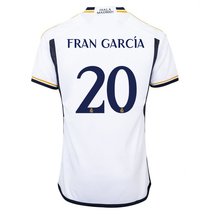 Kinder Fußball Fran García #20 Weiß Heimtrikot Trikot 2023/24 T-Shirt Luxemburg