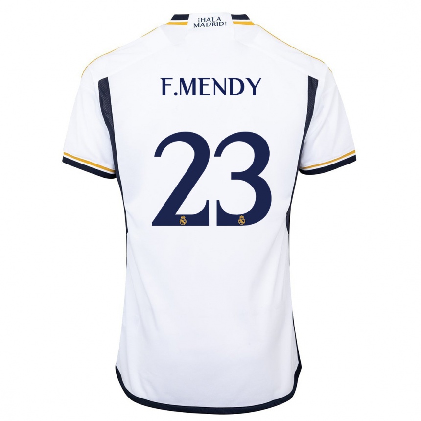 Kinder Fußball Ferland Mendy #23 Weiß Heimtrikot Trikot 2023/24 T-Shirt Luxemburg