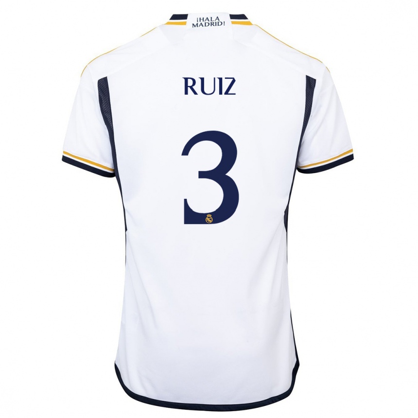 Kinder Fußball David Ruiz #3 Weiß Heimtrikot Trikot 2023/24 T-Shirt Luxemburg