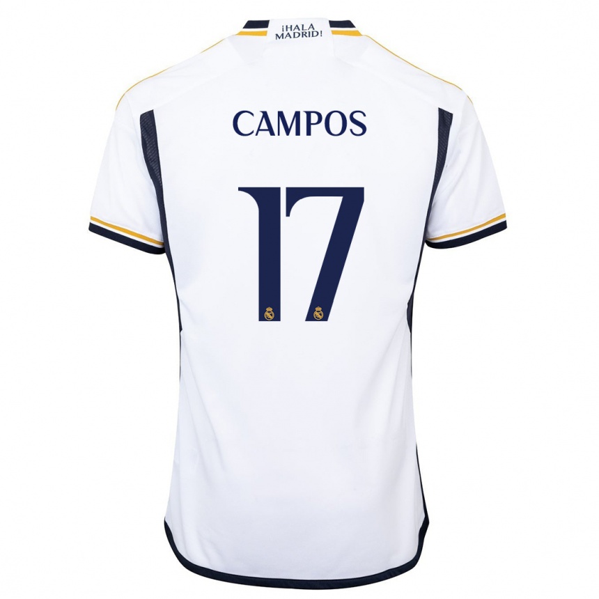 Kinder Fußball Andrés Campos #17 Weiß Heimtrikot Trikot 2023/24 T-Shirt Luxemburg