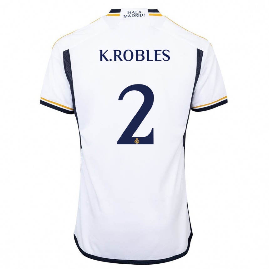 Kinder Fußball Kenti Robles #2 Weiß Heimtrikot Trikot 2023/24 T-Shirt Luxemburg