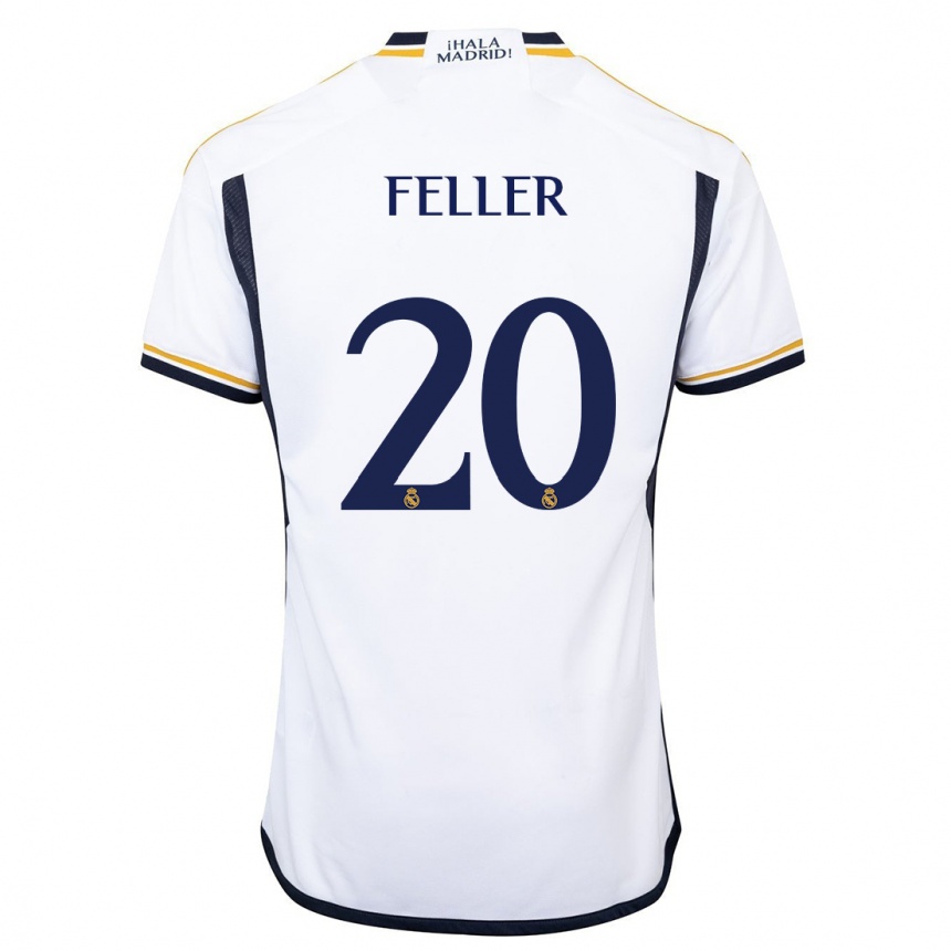 Kinder Fußball Naomie Feller #20 Weiß Heimtrikot Trikot 2023/24 T-Shirt Luxemburg