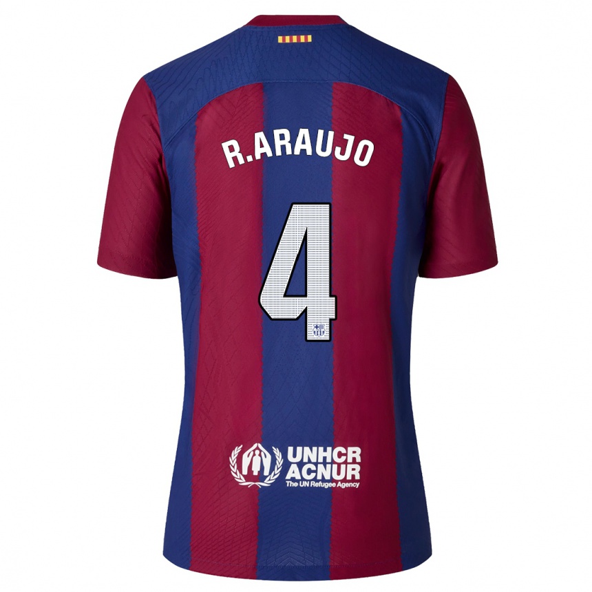 Kinder Fußball Ronald Araujo #4 Rot Blau Heimtrikot Trikot 2023/24 T-Shirt Luxemburg