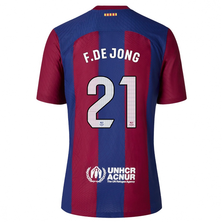 Kinder Fußball Frenkie De Jong #21 Rot Blau Heimtrikot Trikot 2023/24 T-Shirt Luxemburg