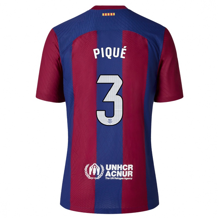 Kinder Fußball Gerard Pique #3 Rot Blau Heimtrikot Trikot 2023/24 T-Shirt Luxemburg