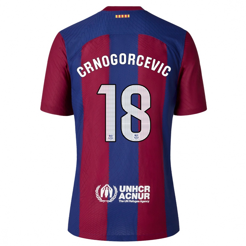 Kinder Fußball Ana-Maria Crnogorcevic #18 Rot Blau Heimtrikot Trikot 2023/24 T-Shirt Luxemburg