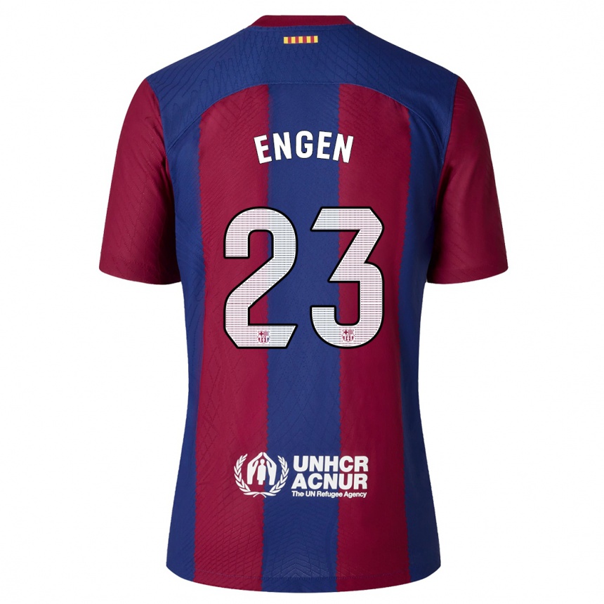 Kinder Fußball Ingrid Engen #23 Rot Blau Heimtrikot Trikot 2023/24 T-Shirt Luxemburg