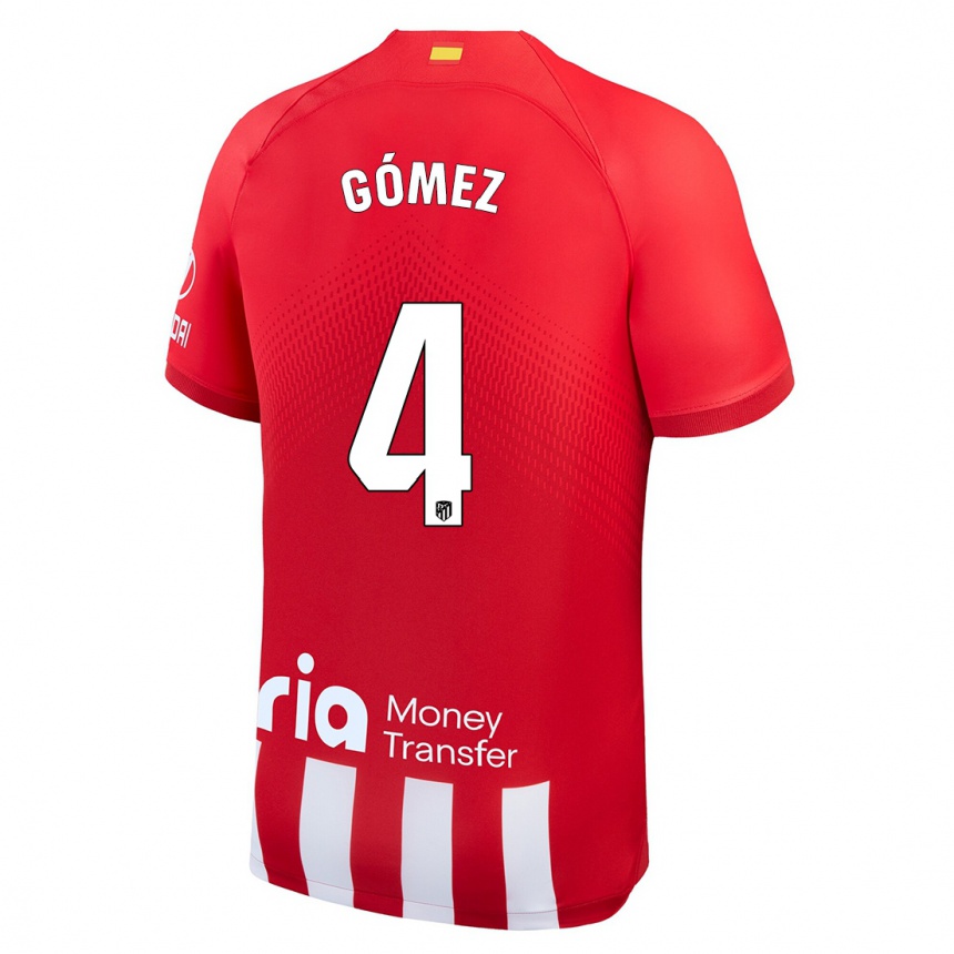 Kinder Fußball Mariano Gómez #4 Rot-Weiss Heimtrikot Trikot 2023/24 T-Shirt Luxemburg