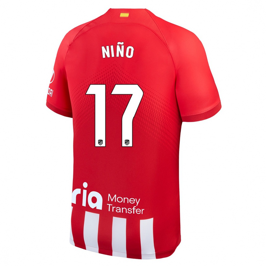 Kinder Fußball Adrián Niño #17 Rot-Weiss Heimtrikot Trikot 2023/24 T-Shirt Luxemburg