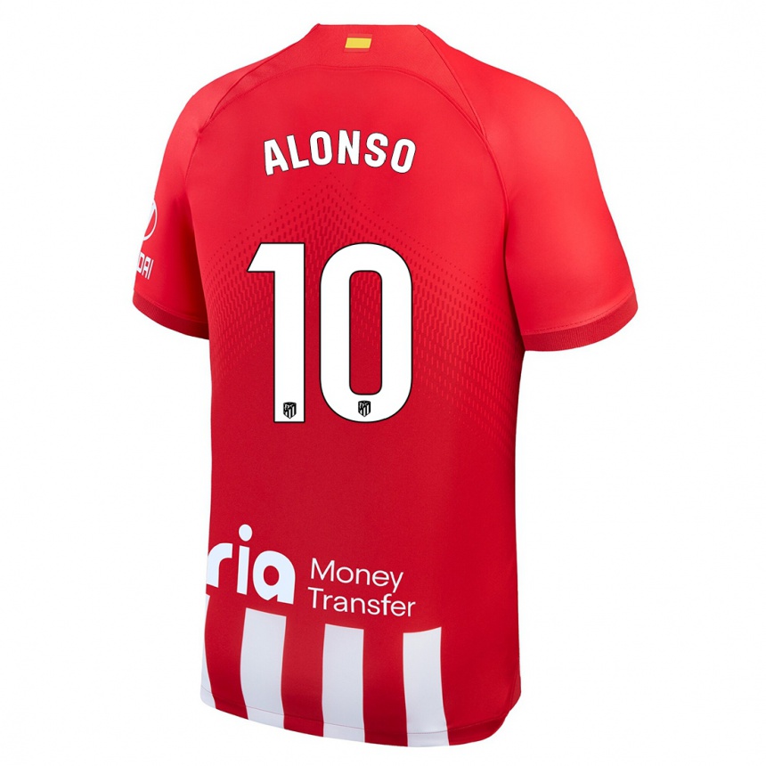 Kinder Fußball Javi Alonso #10 Rot-Weiss Heimtrikot Trikot 2023/24 T-Shirt Luxemburg