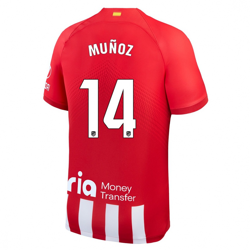 Kinder Fußball David Muñoz #14 Rot-Weiss Heimtrikot Trikot 2023/24 T-Shirt Luxemburg