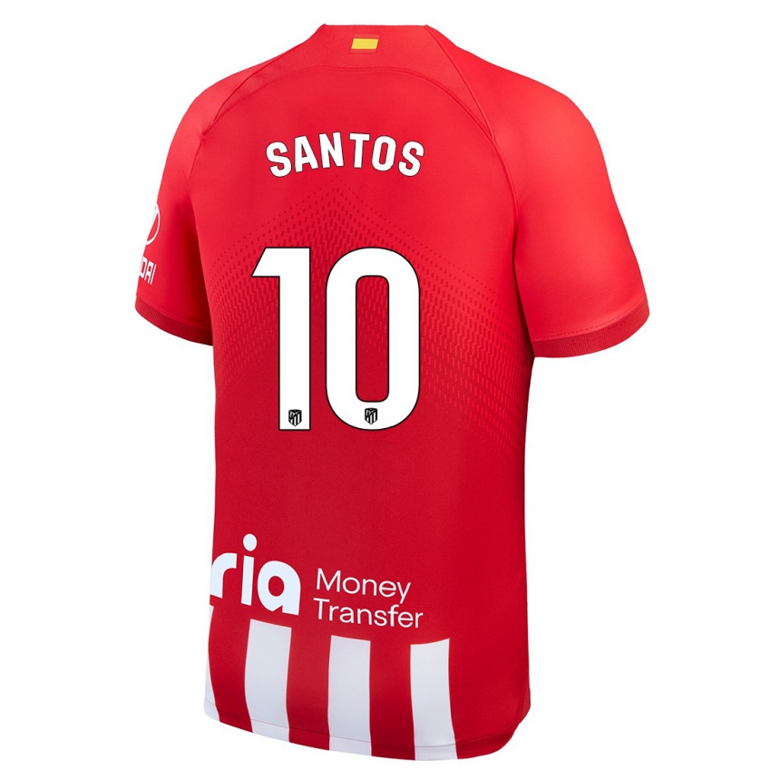 Kinder Fußball Leicy Santos #10 Rot-Weiss Heimtrikot Trikot 2023/24 T-Shirt Luxemburg