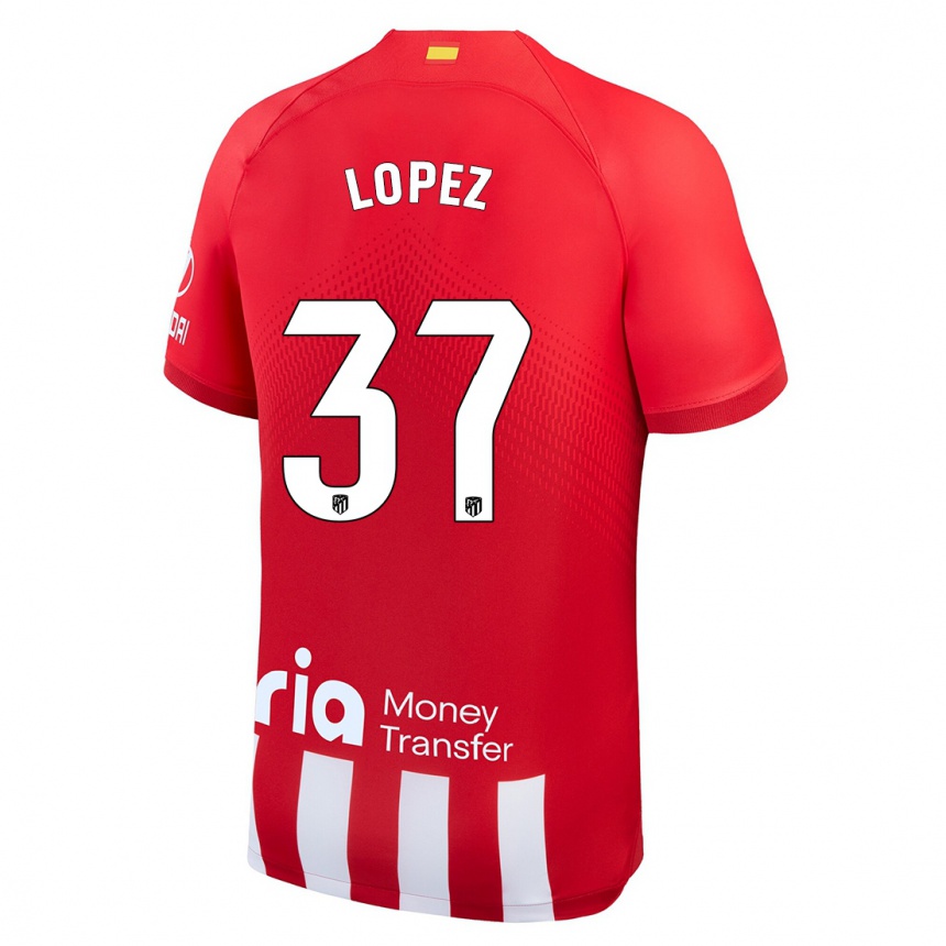 Kinder Fußball Alex Lopez #37 Rot-Weiss Heimtrikot Trikot 2023/24 T-Shirt Luxemburg