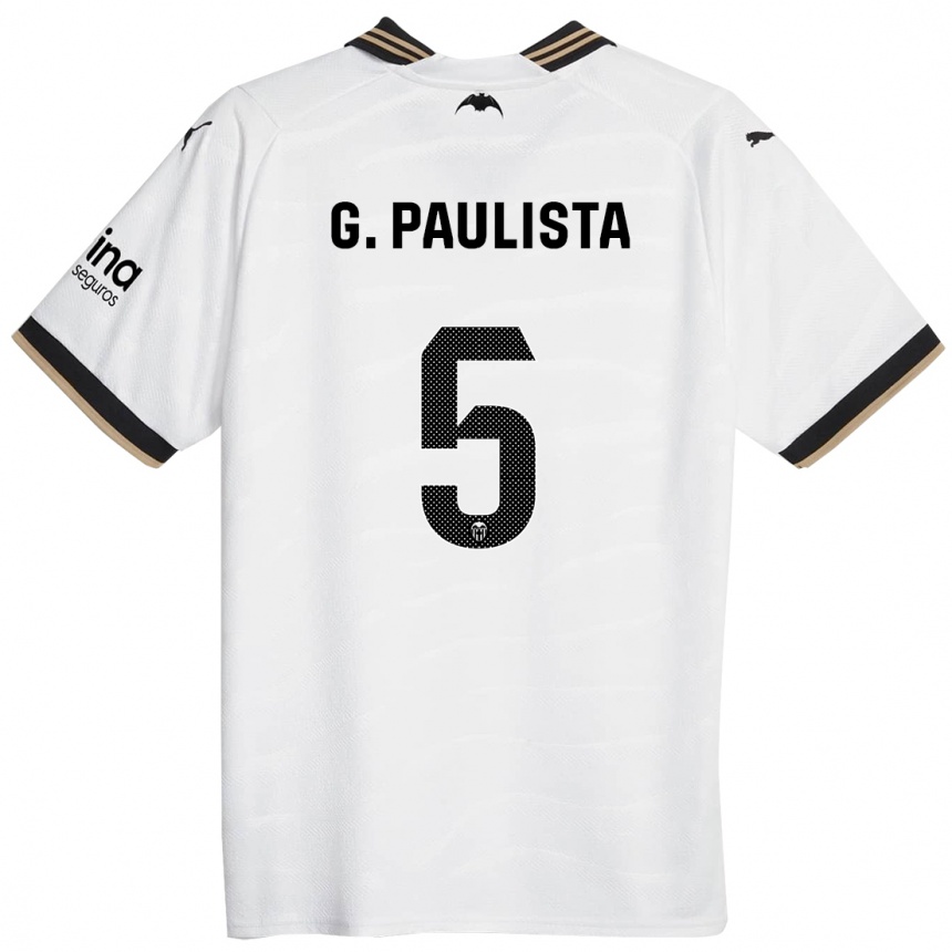 Kinder Fußball Gabriel Paulista #5 Weiß Heimtrikot Trikot 2023/24 T-Shirt Luxemburg