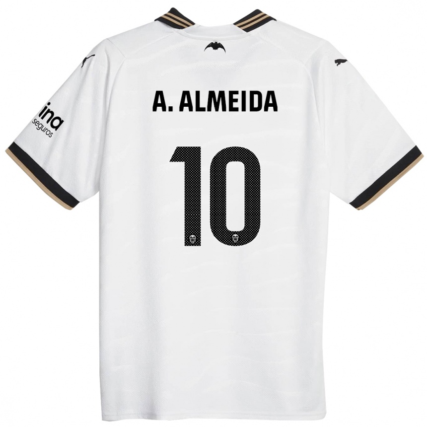 Kinder Fußball André Almeida #10 Weiß Heimtrikot Trikot 2023/24 T-Shirt Luxemburg