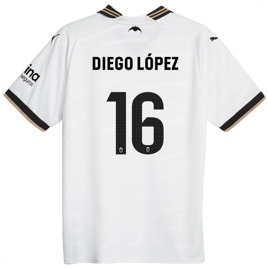 Kinder Fußball Diego López #16 Weiß Heimtrikot Trikot 2023/24 T-Shirt Luxemburg
