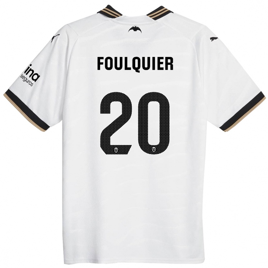 Kinder Fußball Dimitri Foulquier #20 Weiß Heimtrikot Trikot 2023/24 T-Shirt Luxemburg