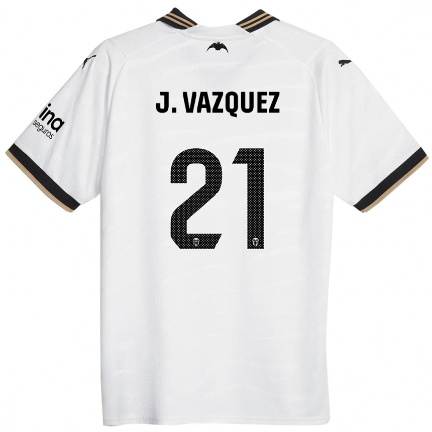 Kinder Fußball Jesús Vázquez #21 Weiß Heimtrikot Trikot 2023/24 T-Shirt Luxemburg