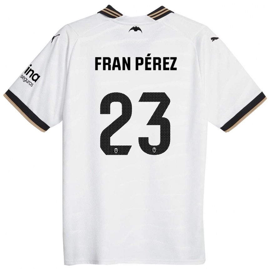 Kinder Fußball Fran Pérez #23 Weiß Heimtrikot Trikot 2023/24 T-Shirt Luxemburg