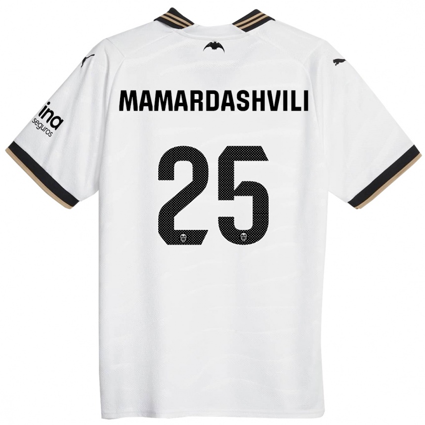 Kinder Fußball Giorgi Mamardashvili #25 Weiß Heimtrikot Trikot 2023/24 T-Shirt Luxemburg