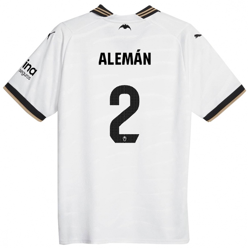 Kinder Fußball Carlos Alemán #2 Weiß Heimtrikot Trikot 2023/24 T-Shirt Luxemburg