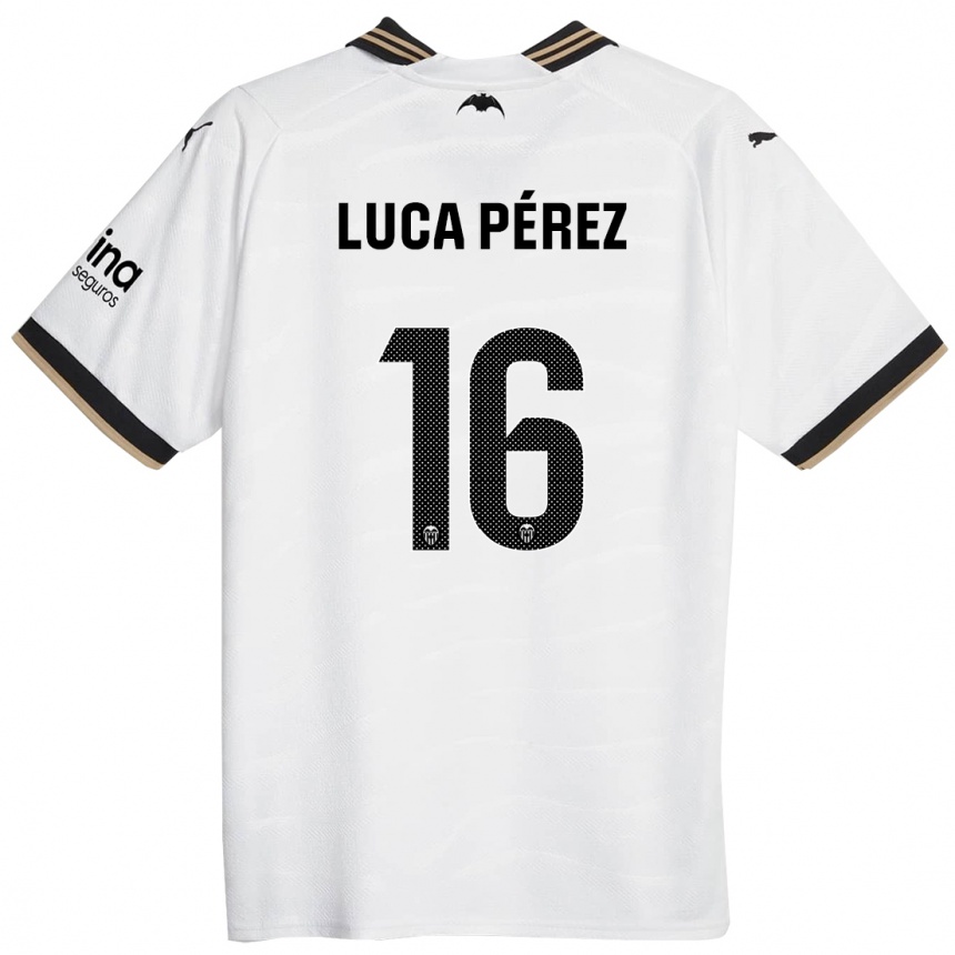 Kinder Fußball Simón Luca Pérez #16 Weiß Heimtrikot Trikot 2023/24 T-Shirt Luxemburg