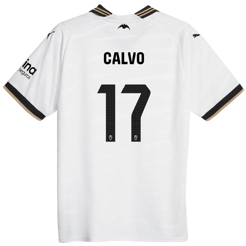 Kinder Fußball Borja Calvo #17 Weiß Heimtrikot Trikot 2023/24 T-Shirt Luxemburg