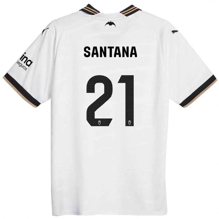 Kinder Fußball Ismael Santana #21 Weiß Heimtrikot Trikot 2023/24 T-Shirt Luxemburg